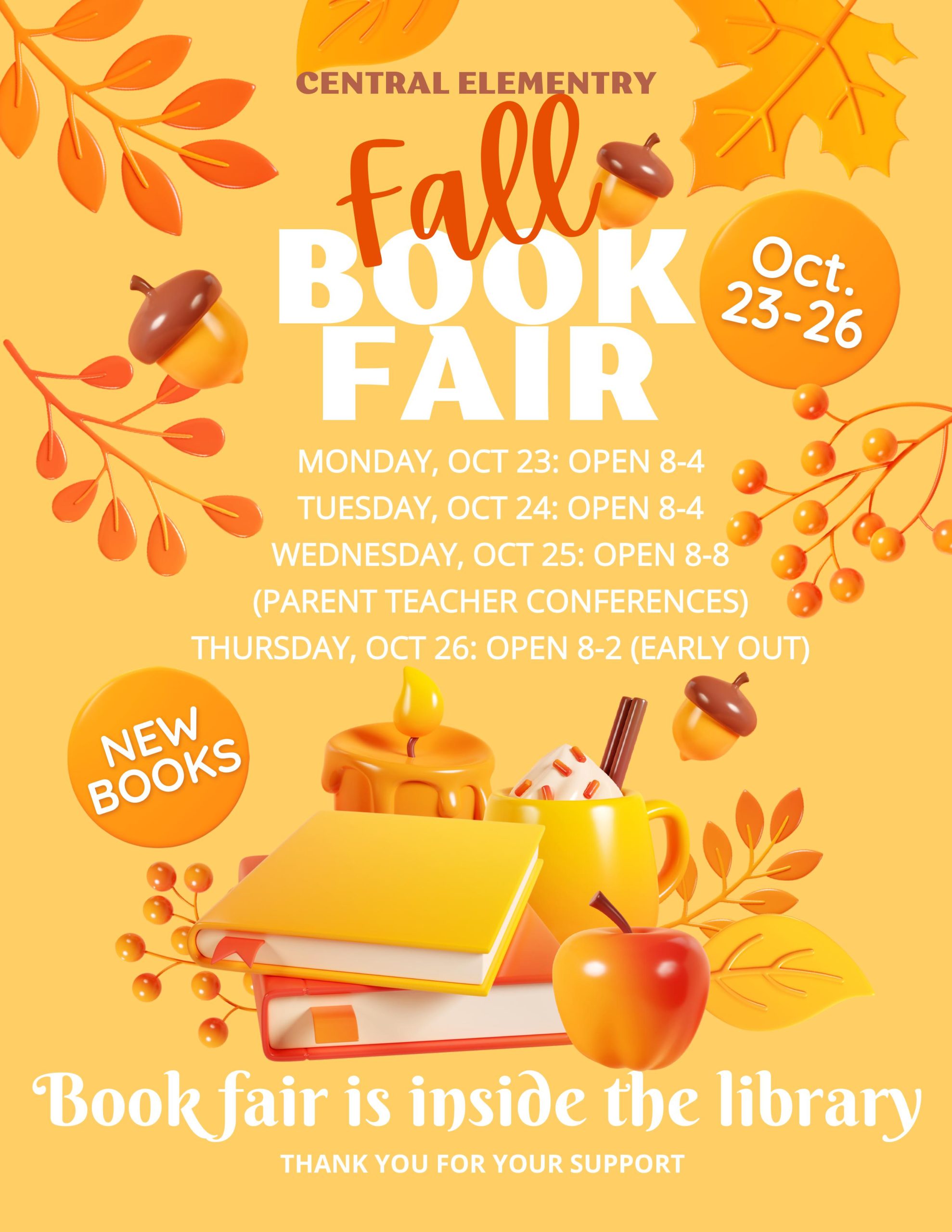 Book fair--click for PDF information that is screen-reader friendly.